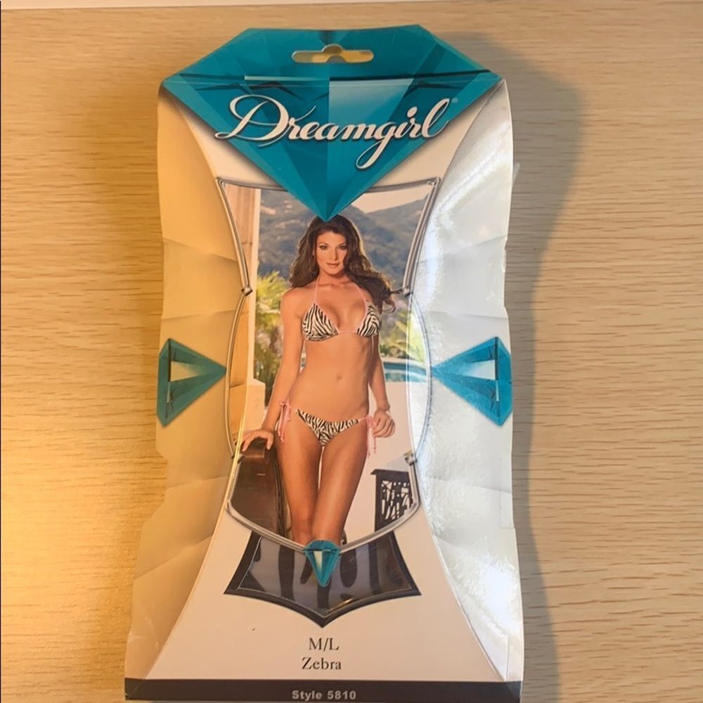 Dreamgirl Zebra Print Triangle Bikini Set Size M/L New With Tags Sexy Swimwear - Picture 3 of 4
